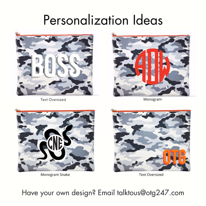 #8 Abby Camo Gray Pouch – personalized image