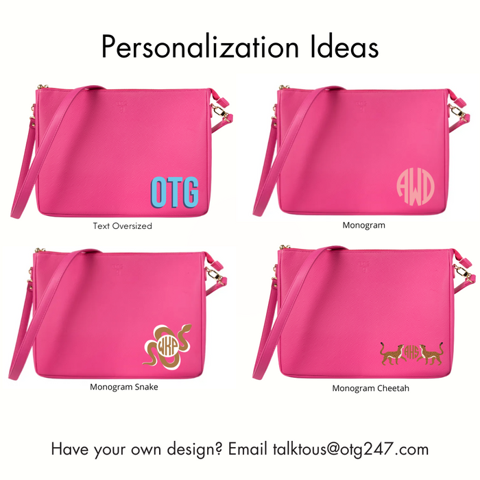 #9 Hot Pink Padded Crossbody Techie – personalized image