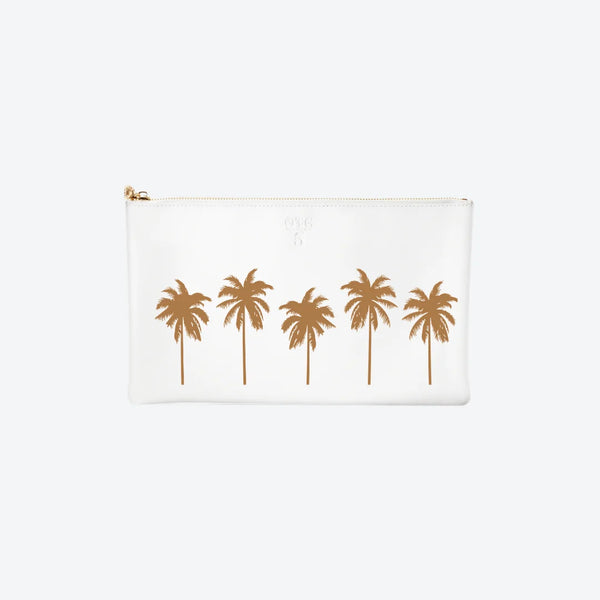 #5 White Palm Tree Clutch, front view