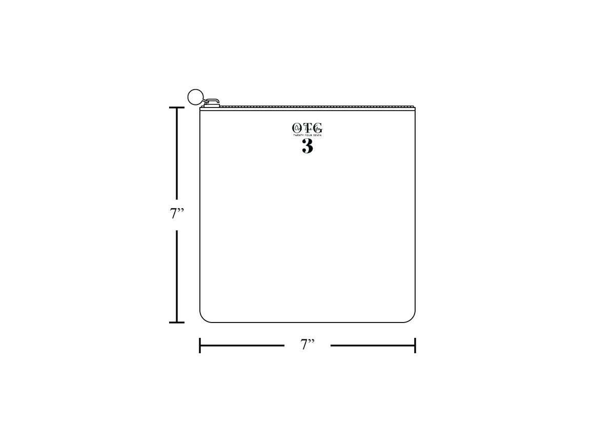 Line diagram of the OTG|247 size #3, with dimension lines marking 7 inches wide by 7 inches tall.