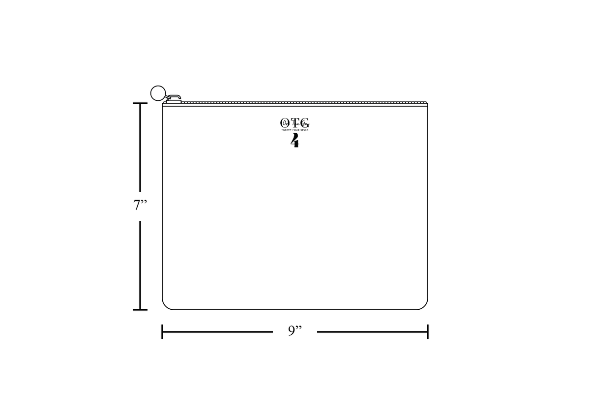 Line diagram of the OTG|247 size #4, with dimension lines marking 9 inches wide by 7 inches tall.