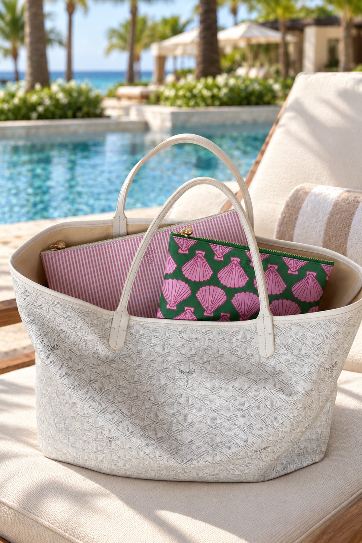#5 Piper Pinstripe Hot Pink Clutch