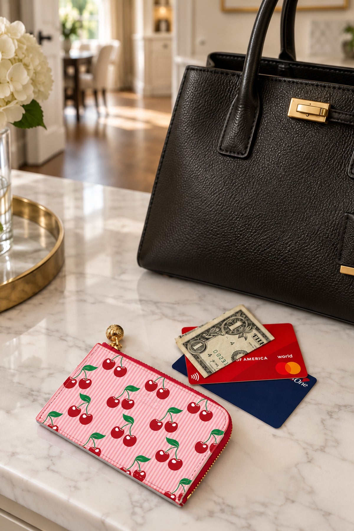 Card Case Alyssa Cherries Hot Pink
