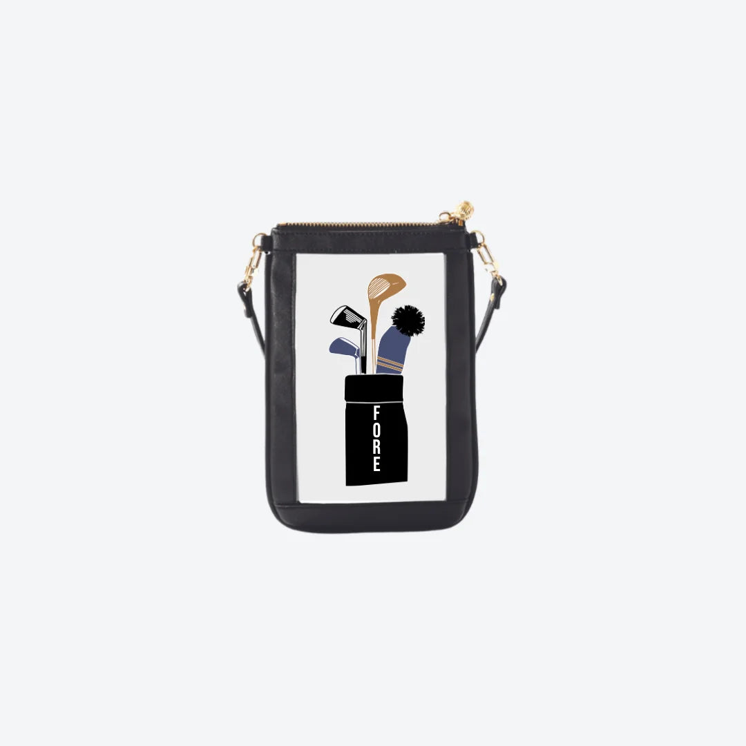 #1 Double Nudie Black Fore Crossbody Wristlet, front view