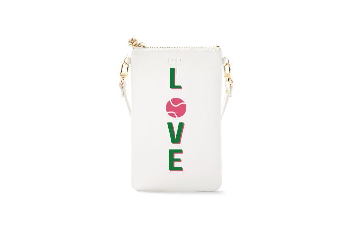 #1 White Tennis Love Crossbody Wristlet