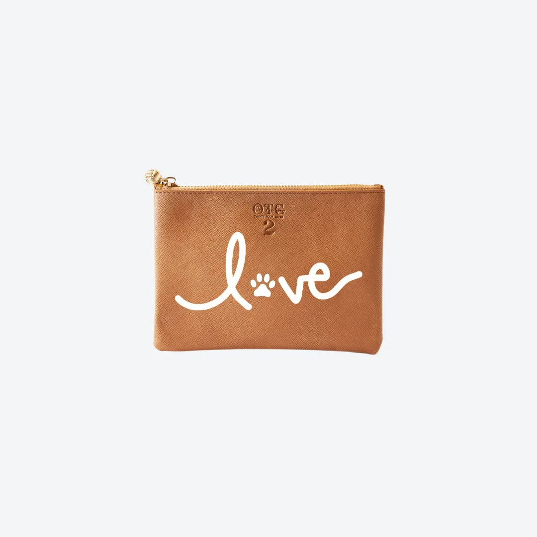 #2 Tan Love Paw Pouch, front view