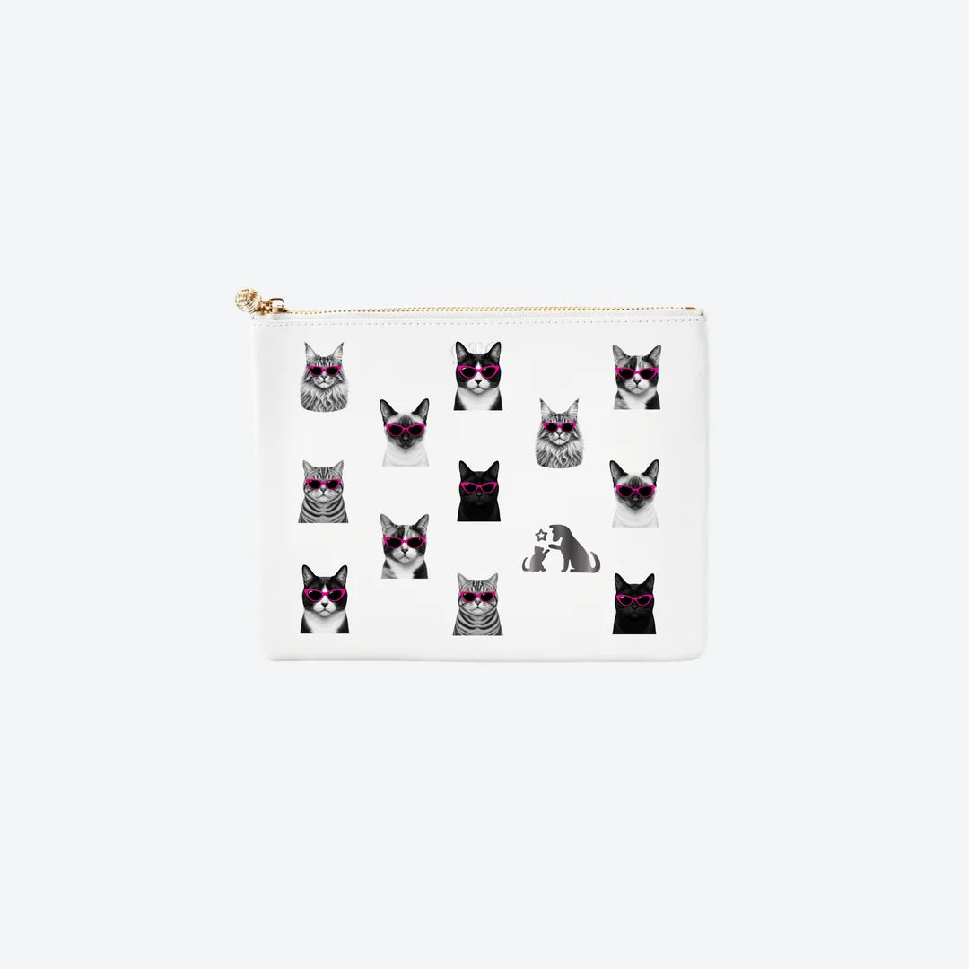 #4 White KF Cool Cats Pouch