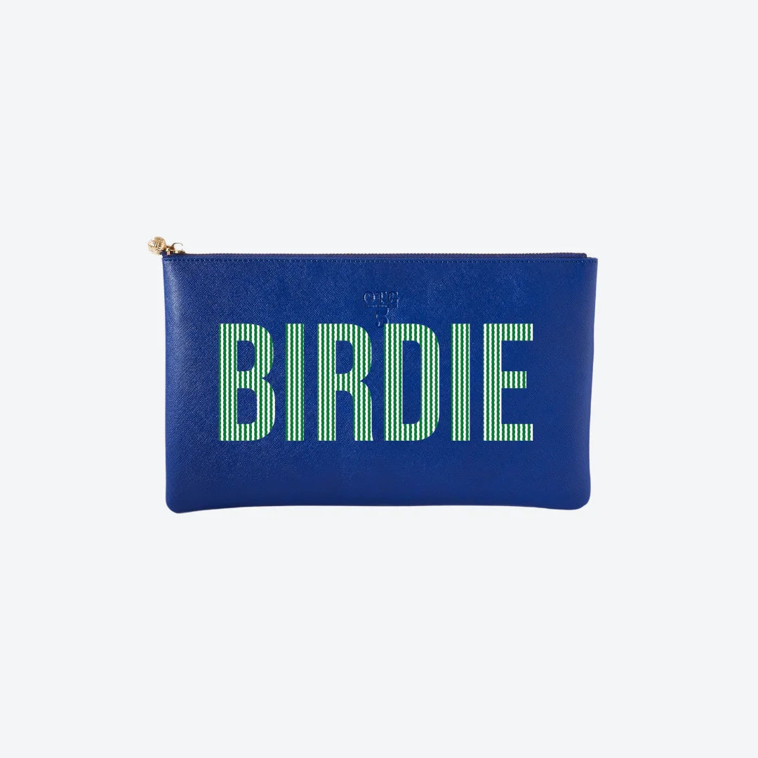 #5 Navy Birdie Clutch, front view