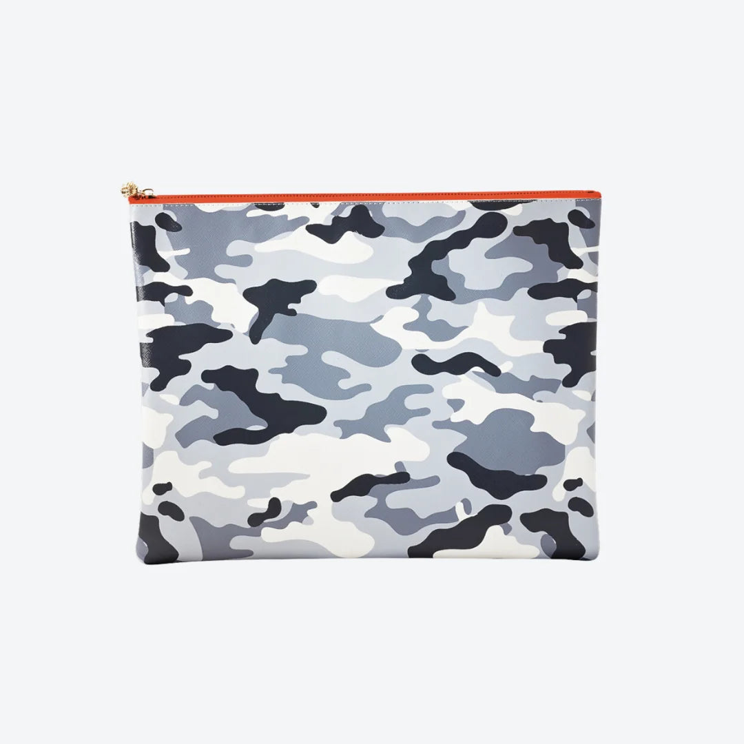 #8 Abby Camo Gray Pouch, front view