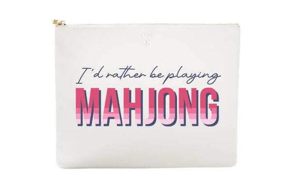 #8 White Id Rather Mahj Pouch