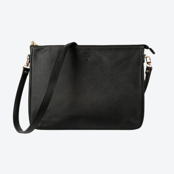 Size #9 Black Padded Crossbody Techie, front view