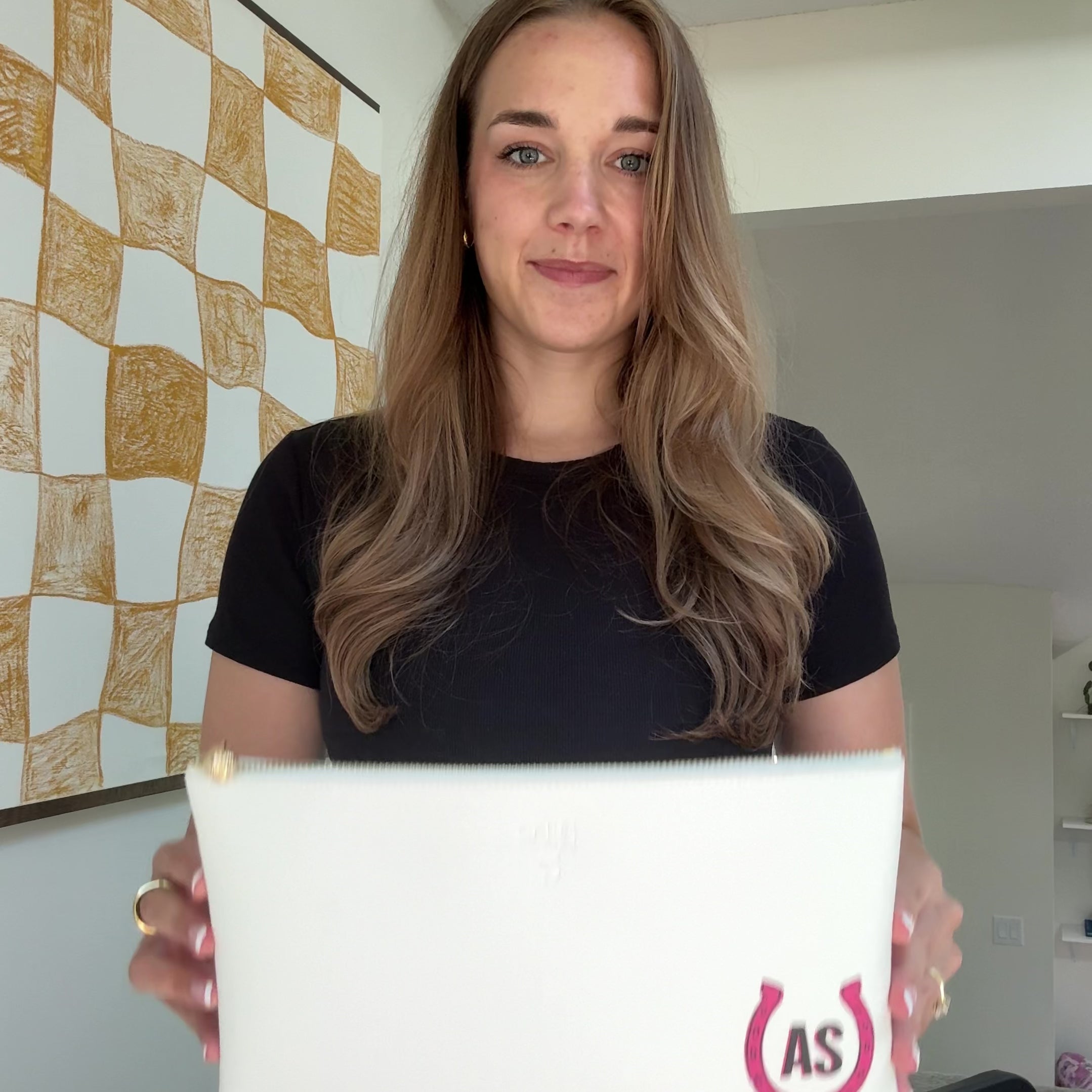 Load video: #5 Monogram Horseshoe White Clutch