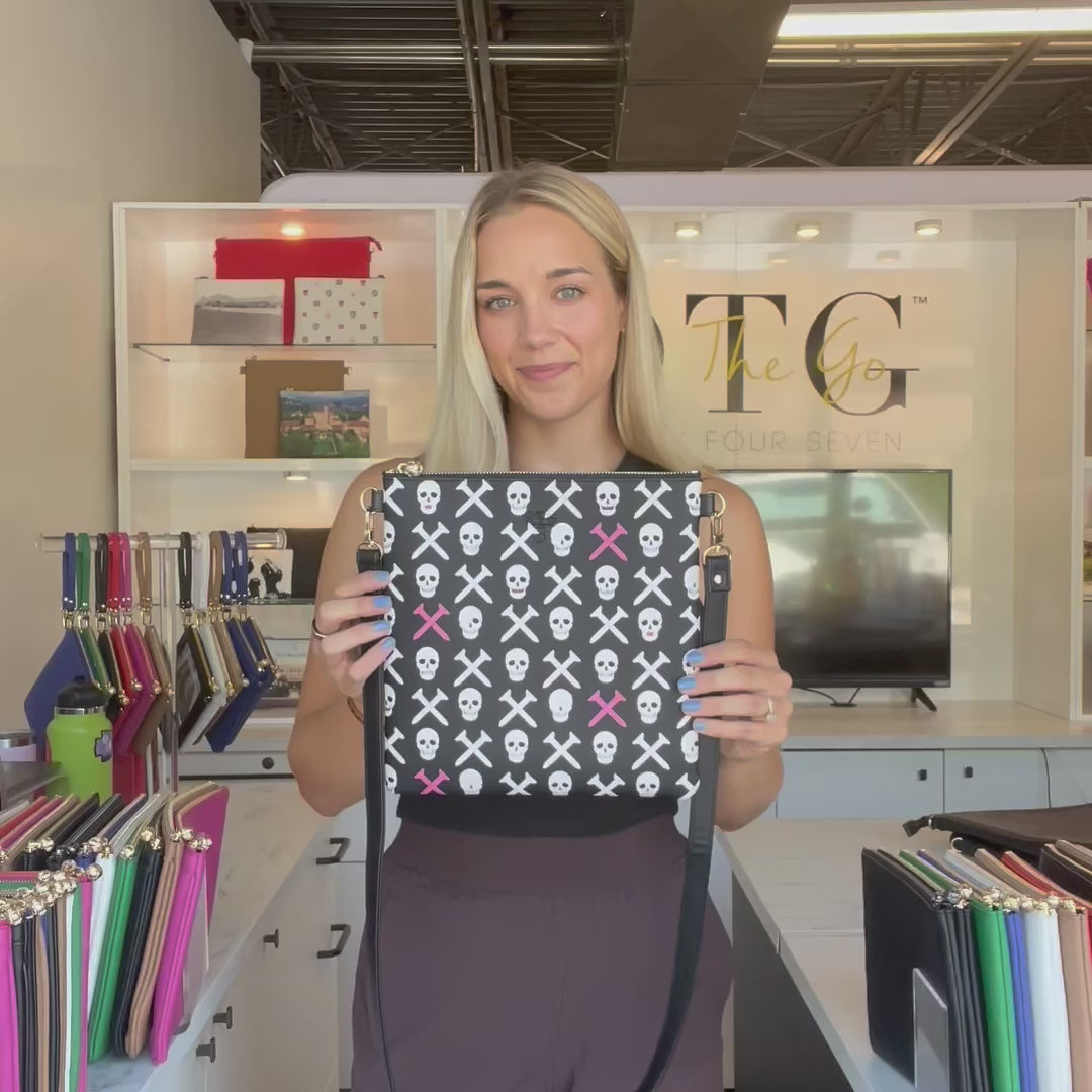 Load video: #6 Holly Skull Golf Black Crossbody